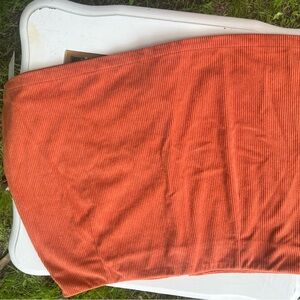 Rust Orange Ribbed Skirt